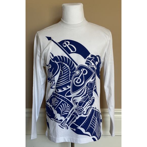 Burberry EKD Printed Men’s White/Blue T-shirt Medium 8077669 Portugal NWT $910 - Picture 1 of 11